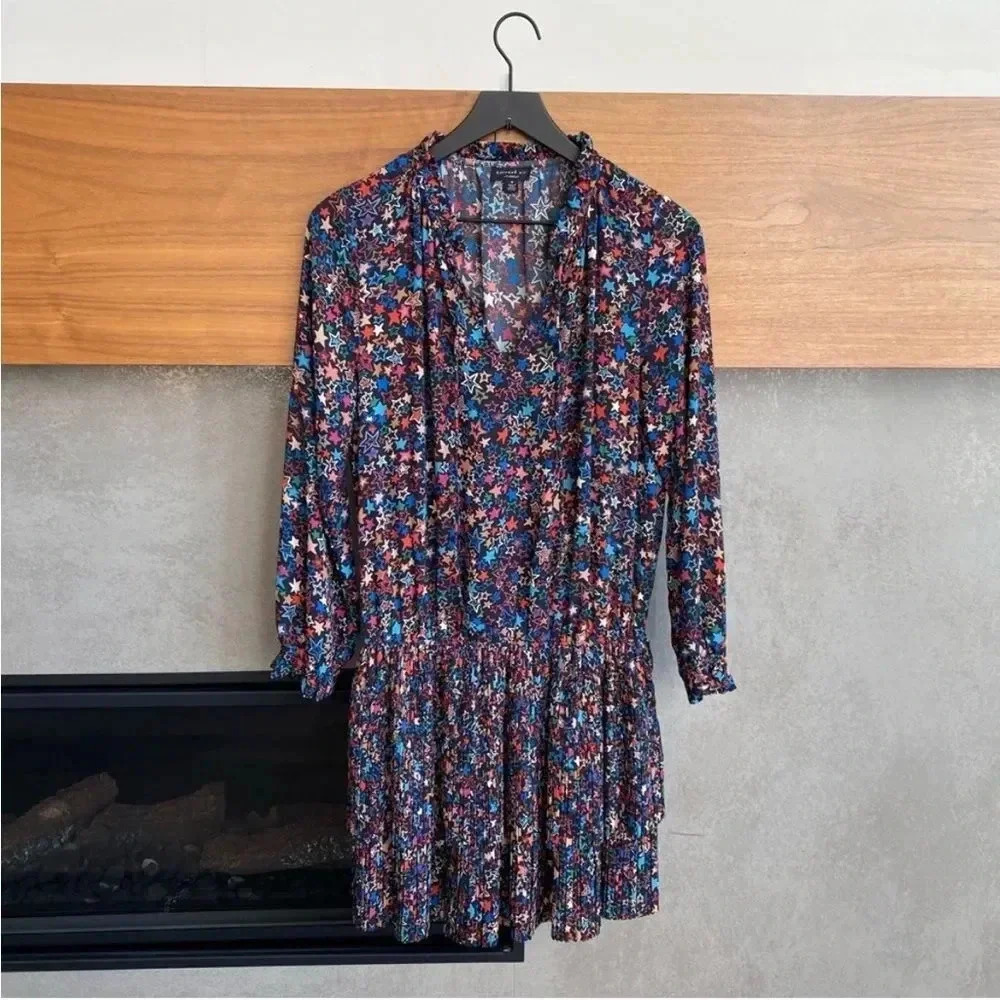 Anthropologie Current Air Aurelie Pleated Mini Dress Star Print Galaxy, Size M - Picture 5 of 10